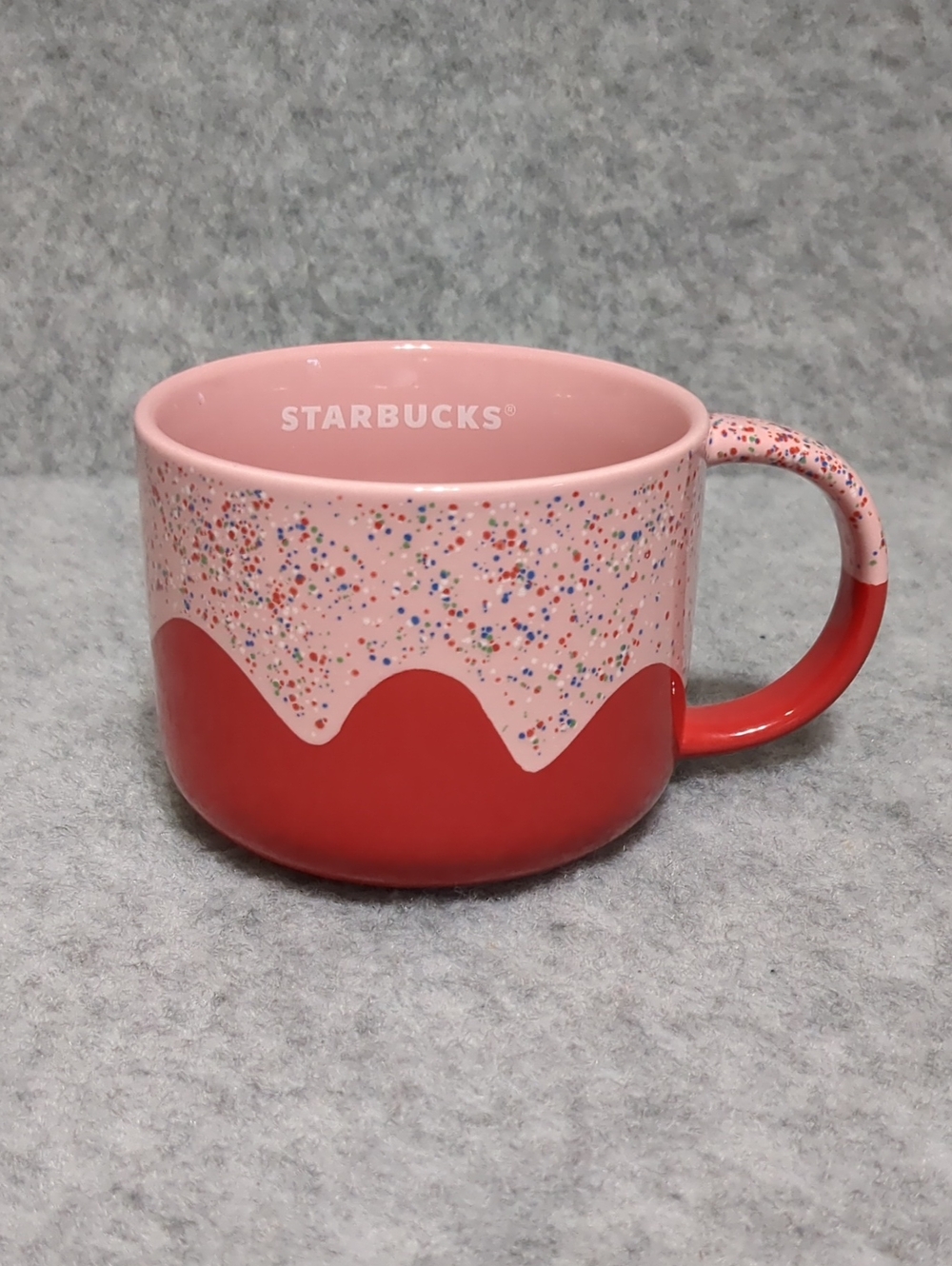 Starbucks 2024 Holiday Pink Red Sprinkle Drip Ceramic Mug